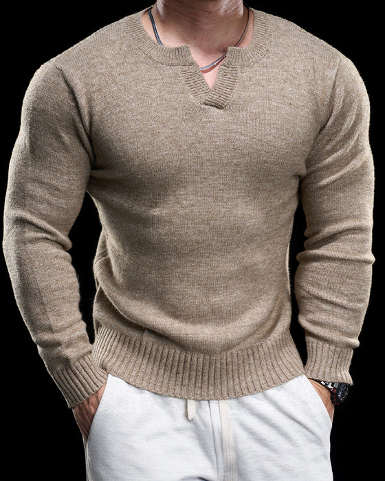 Ribbed V Neck Premium Sweater