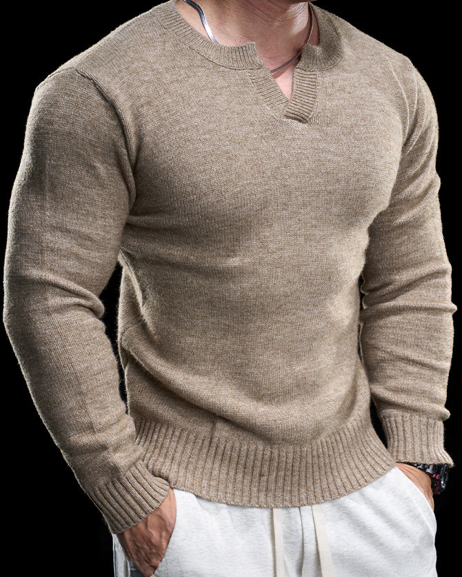 Ribbed V Neck Premium Sweater