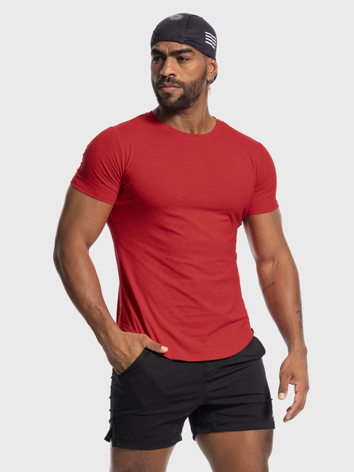 Kore Curved Hem T-shirt Muscle Fit Tech Crew Neck