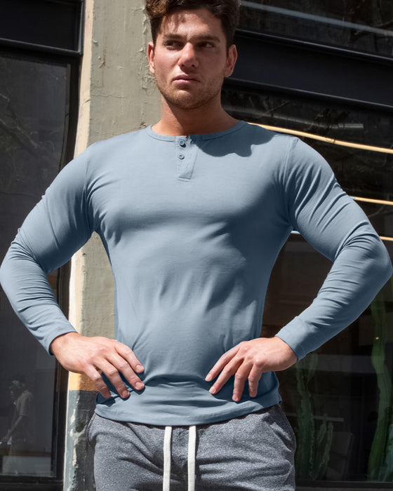 All Day Elite Henley Stretch-Langarmshirt mit abgerundetem Saum 