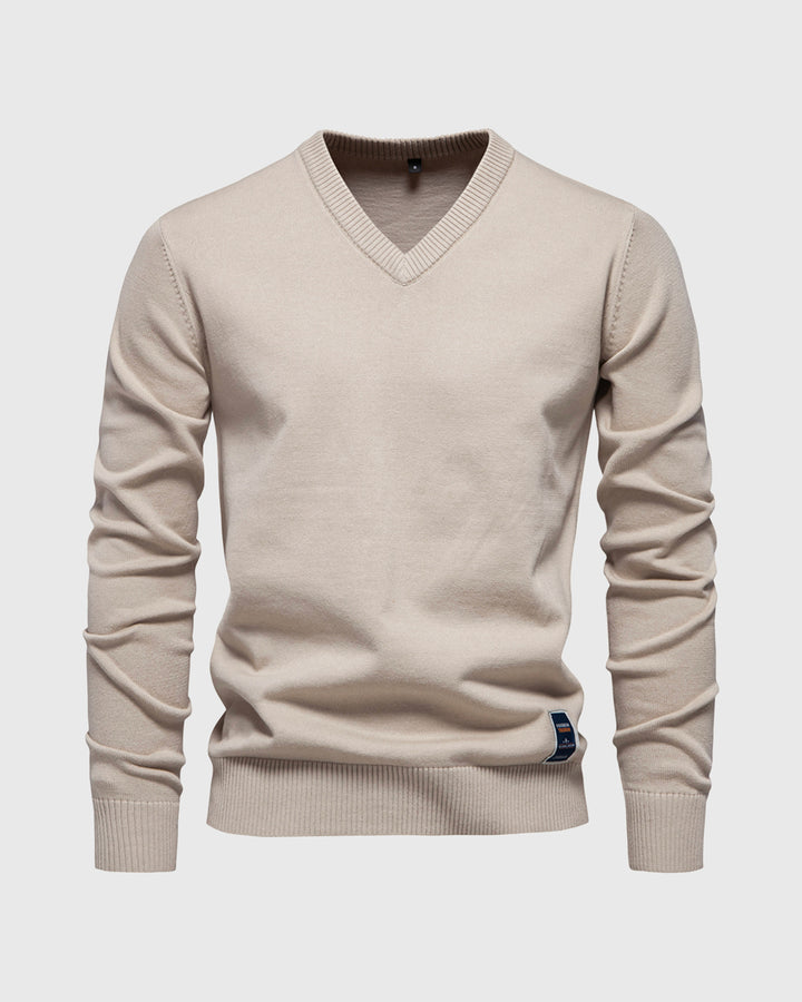 Gerippter Pullover mit V-Ausschnitt 