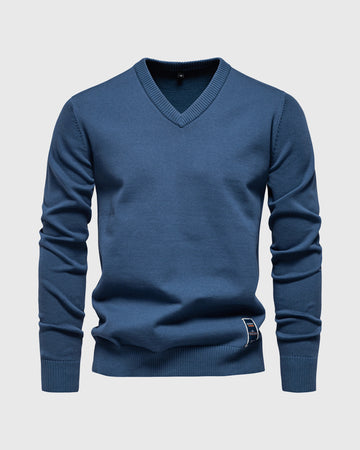 Gerippter Pullover mit V-Ausschnitt 