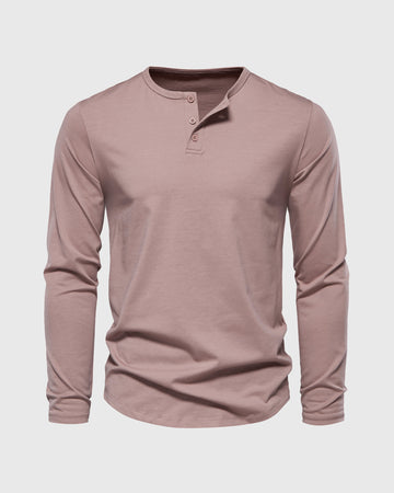 All Day Elite Henley Curve-Hem Stretch Long Sleeve