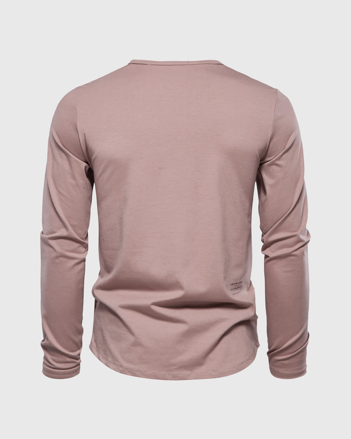 All Day Elite Henley Curve-Hem Stretch Long Sleeve