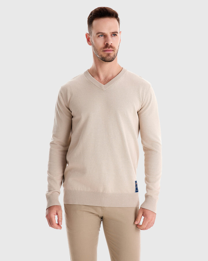 Gerippter Pullover mit V-Ausschnitt Neu 