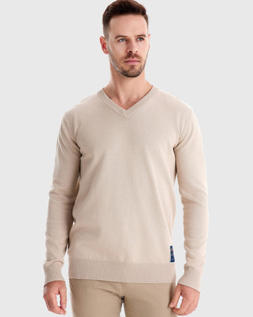 Gerippter Pullover mit V-Ausschnitt Neu 