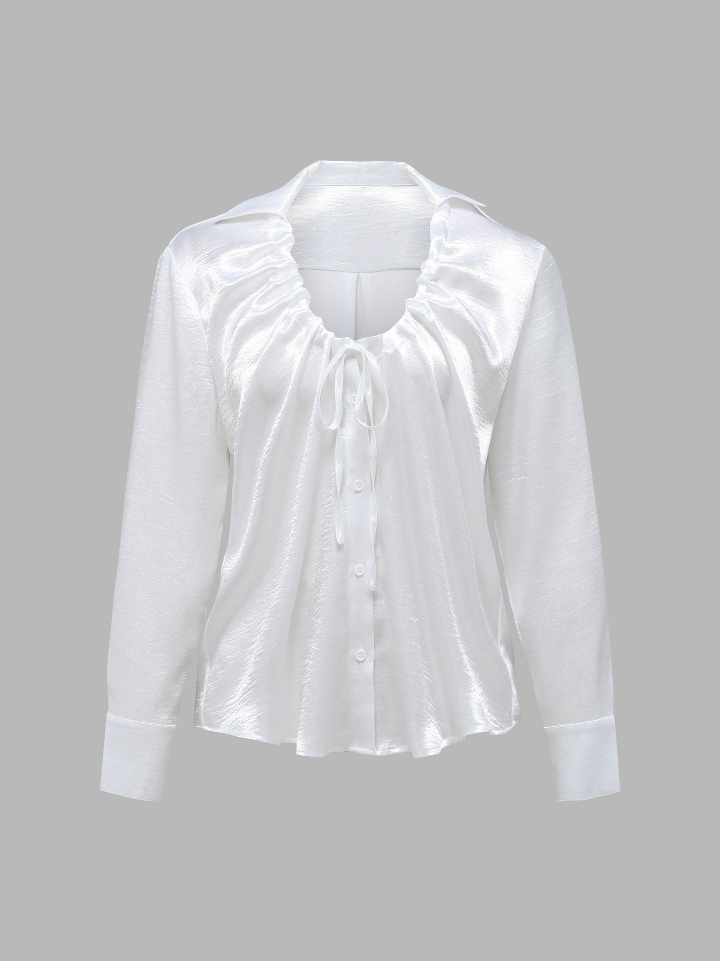 Blusa holgada con cuello redondo y cordón ajustable