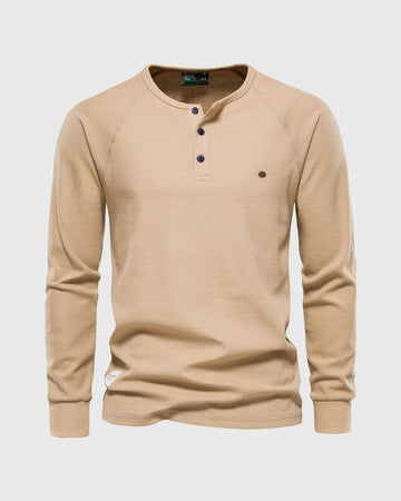 Waffle Henley Long Sleeve T-Shirt