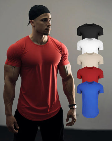 5er-Pack Kore T-Shirts mit abgerundetem Saum und Muscle-Fit-Rundhalsausschnitt 