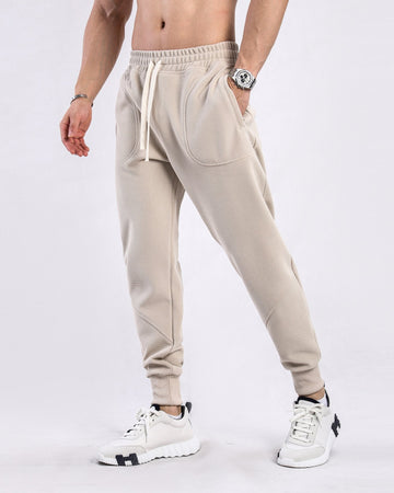 Waffle Pattern Paneled Straight Leg Sweatpants