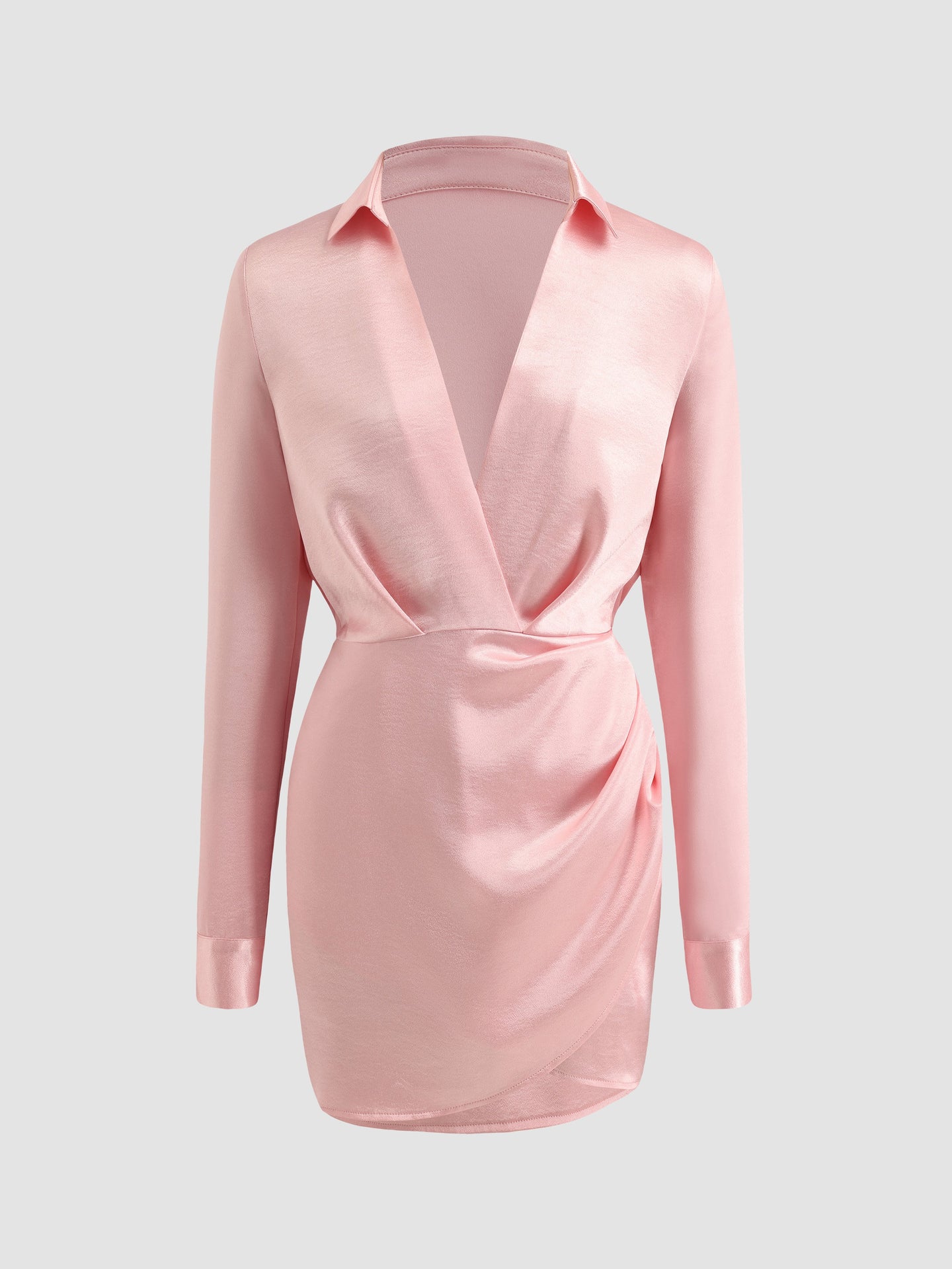 Satin Lapel Wrap Dress