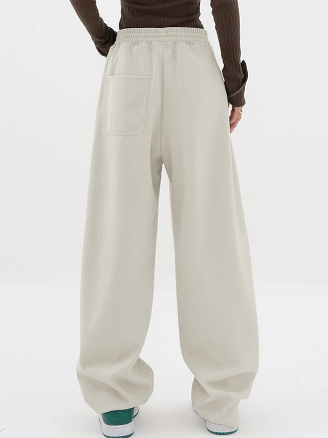 Baggy Elastic Waist Wide-Leg Sweatpants