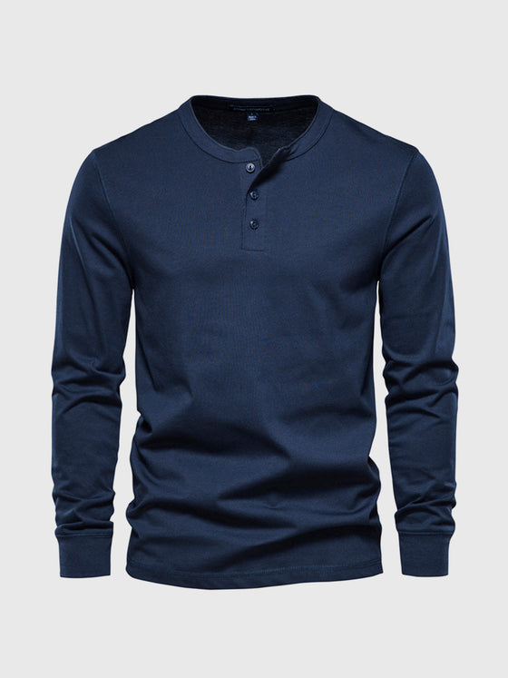 Classic Cotton long Sleeve Henley Shirt | Ahaselected