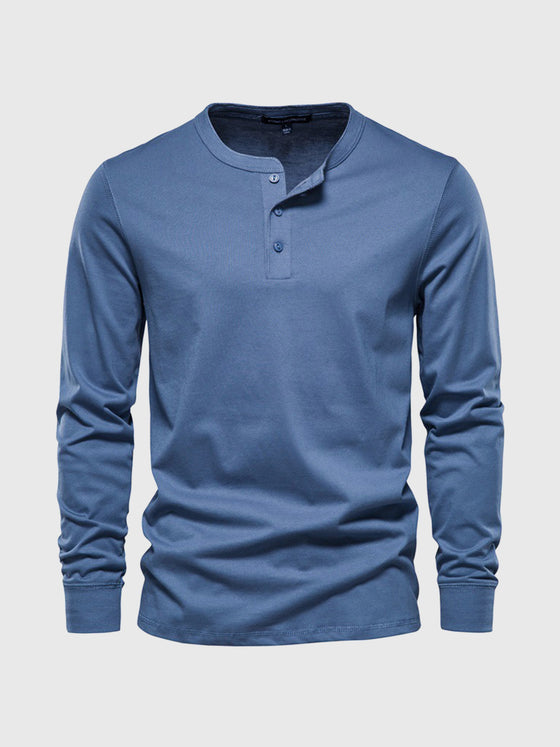 M's Classic Cotton long Sleeve Henley | Ahaselected